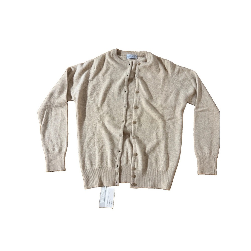 Lyle & Scott VTG 70s 80s 100% Cashmere Beige Cardigan Sweater Size 38